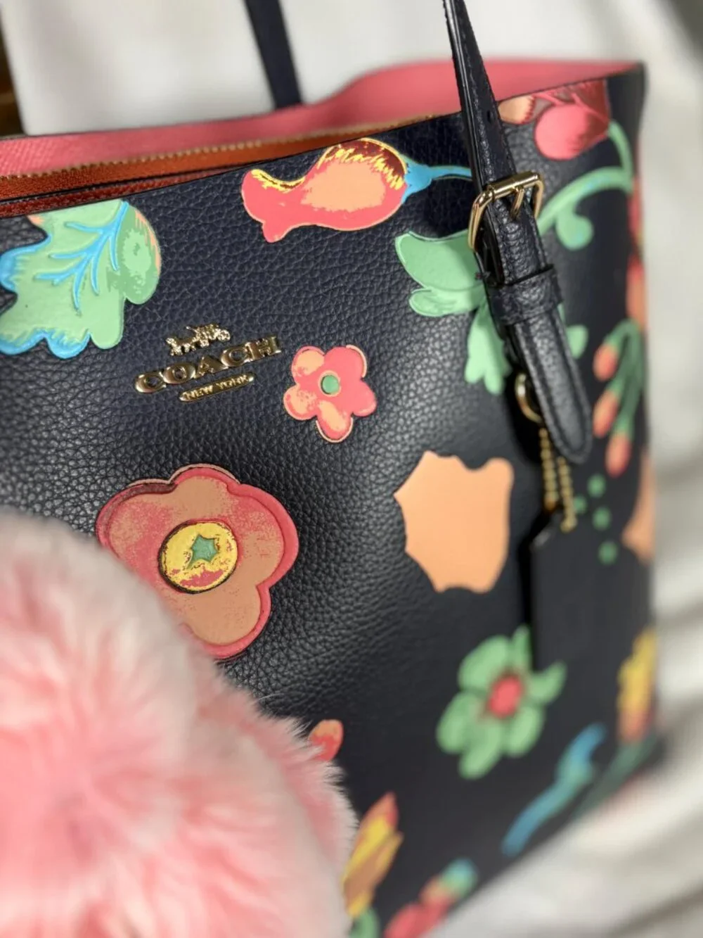 Coach Mollie Tote with Dreamy Land Floral Print and Bunny Lulu Charm - Picture 9 of 16